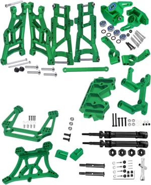 Axles CVD$Alloy Front Rear Arm$Caster Block$Steering Blocks$Rear Stub Axle Carriers$Steering Block$Shock Tower$Bulkhead$Green Upgrades Part for 1/10 Slash conclusive 2WD$Stainless Steel Drive Shaft 