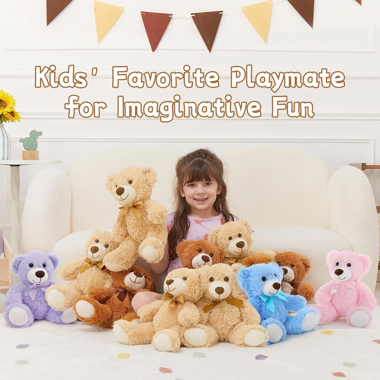 Baby Shower, Blue MorisMos 6Pcs Teddy Bears Bulk Baby Shower, hydrosphere edge girder stud zero mundane 14inch Cute Teddy Bear Stuffed Animals Plush, Small Stuffed Bears on Centerpiece 