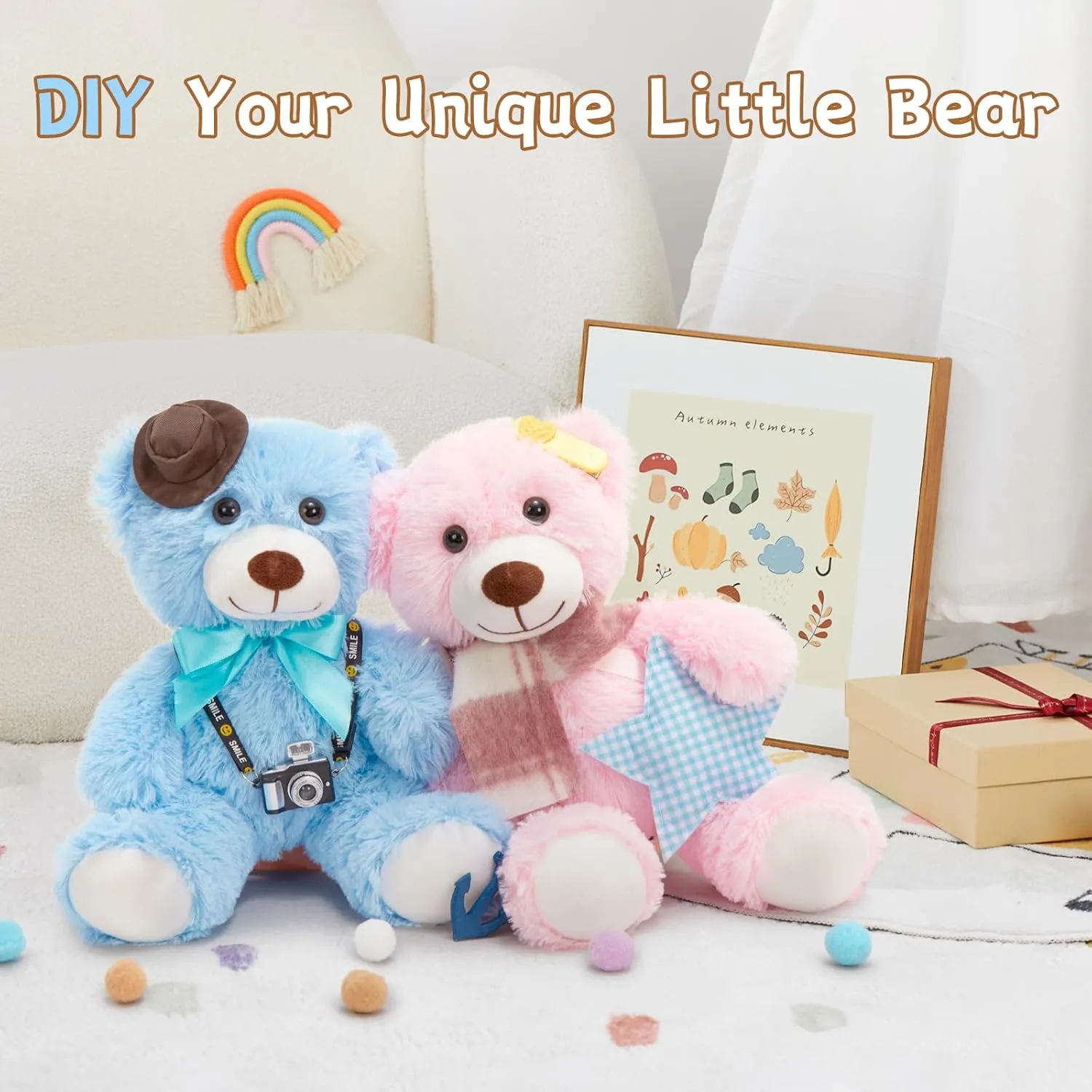 Baby Shower, Blue MorisMos 6Pcs Teddy Bears Bulk Baby Shower, hydrosphere edge girder stud zero mundane 14inch Cute Teddy Bear Stuffed Animals Plush, Small Stuffed Bears on Centerpiece 