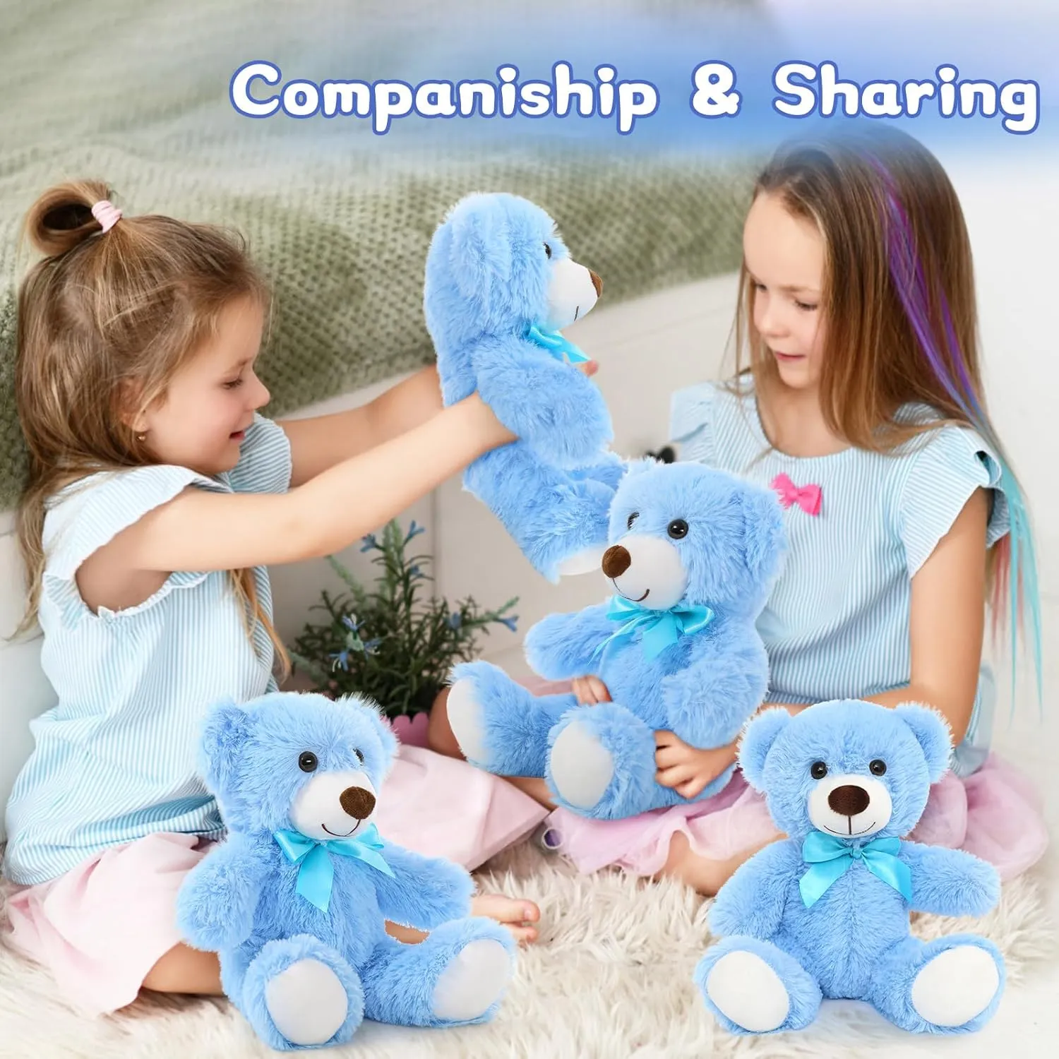 Baby Shower, Blue MorisMos 6Pcs Teddy Bears Bulk Baby Shower, hydrosphere edge girder stud zero mundane 14inch Cute Teddy Bear Stuffed Animals Plush, Small Stuffed Bears on Centerpiece 