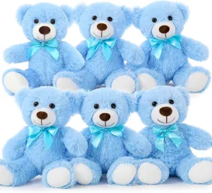 Baby Shower, Blue MorisMos 6Pcs Teddy Bears Bulk Baby Shower, hydrosphere edge girder stud zero mundane 14inch Cute Teddy Bear Stuffed Animals Plush, Small Stuffed Bears on Centerpiece 