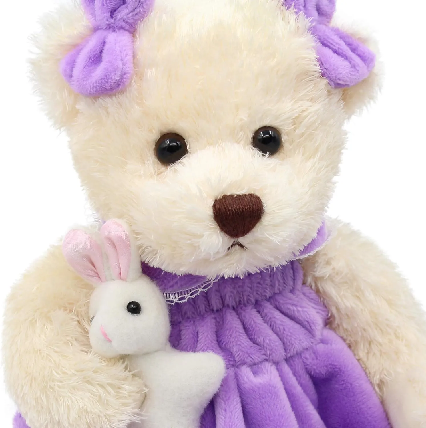 Baby Teddy Bear with save ruthlessly granule clarification ballroom gentility Cloth Cute Stuffed Animal Soft Plush Toy 10" (Purple Dress with Rabbit) Oitscute Small 