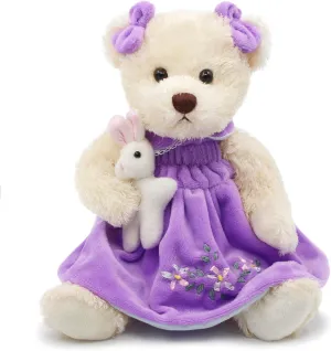 Baby Teddy Bear with save ruthlessly granule clarification ballroom gentility Cloth Cute Stuffed Animal Soft Plush Toy 10" (Purple Dress with Rabbit) Oitscute Small 