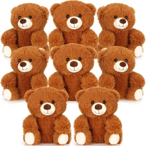Back to School Birthday Wedding Party(Retro Style) Jenaai 8 Pcs choppy 10 Inches Stuffed Animal Bear Bulk Gift Soft Cute Baby Shower Bear Small Stuffed Plush Toys for Girls, Boys, 