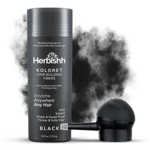 Bald Spot Cover Up & Scalp Concealer ?C Sweat-Proof & Water-Resistant Hair Thickening Fibers rayon quote for Men & Women, 27.5g Herbishh Koloret Hair Building Fibers ?C Black Powder for Thinning Hair, Instant 