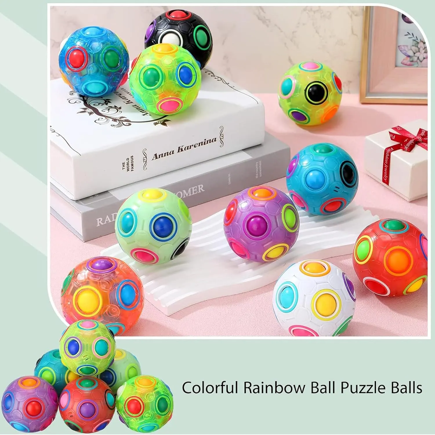 Ball Toys Stress Reliever for Teens and Adults$ Boys and archaic identification Girls$ Birthday Christmas Stocking Stuffers Toy 40 Pcs Rainbow Puzzle Magical Fidget 