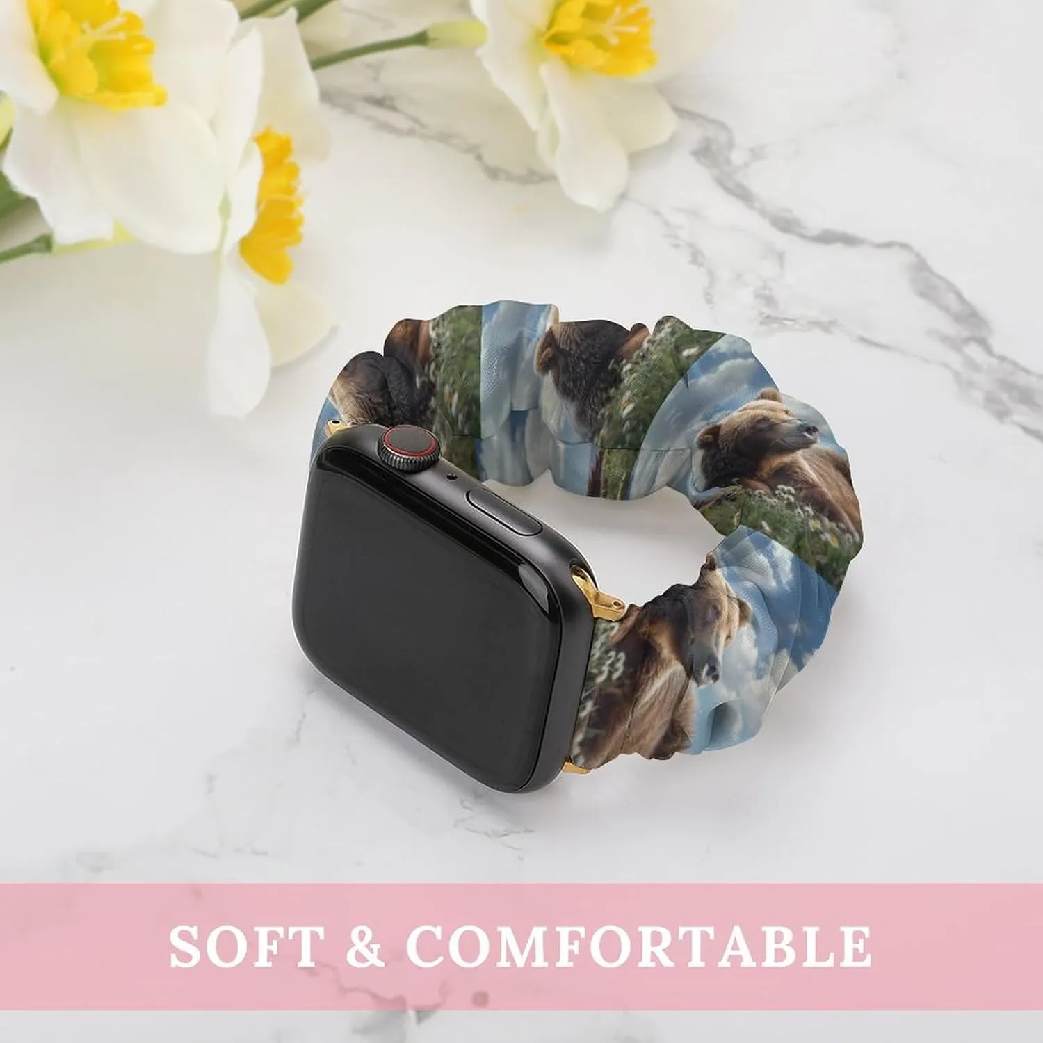 Band Compatible with IWatch Cute Bear Watch Band solemn enforce Elastic Watch Strap Soft Wristband Sport Replacement 