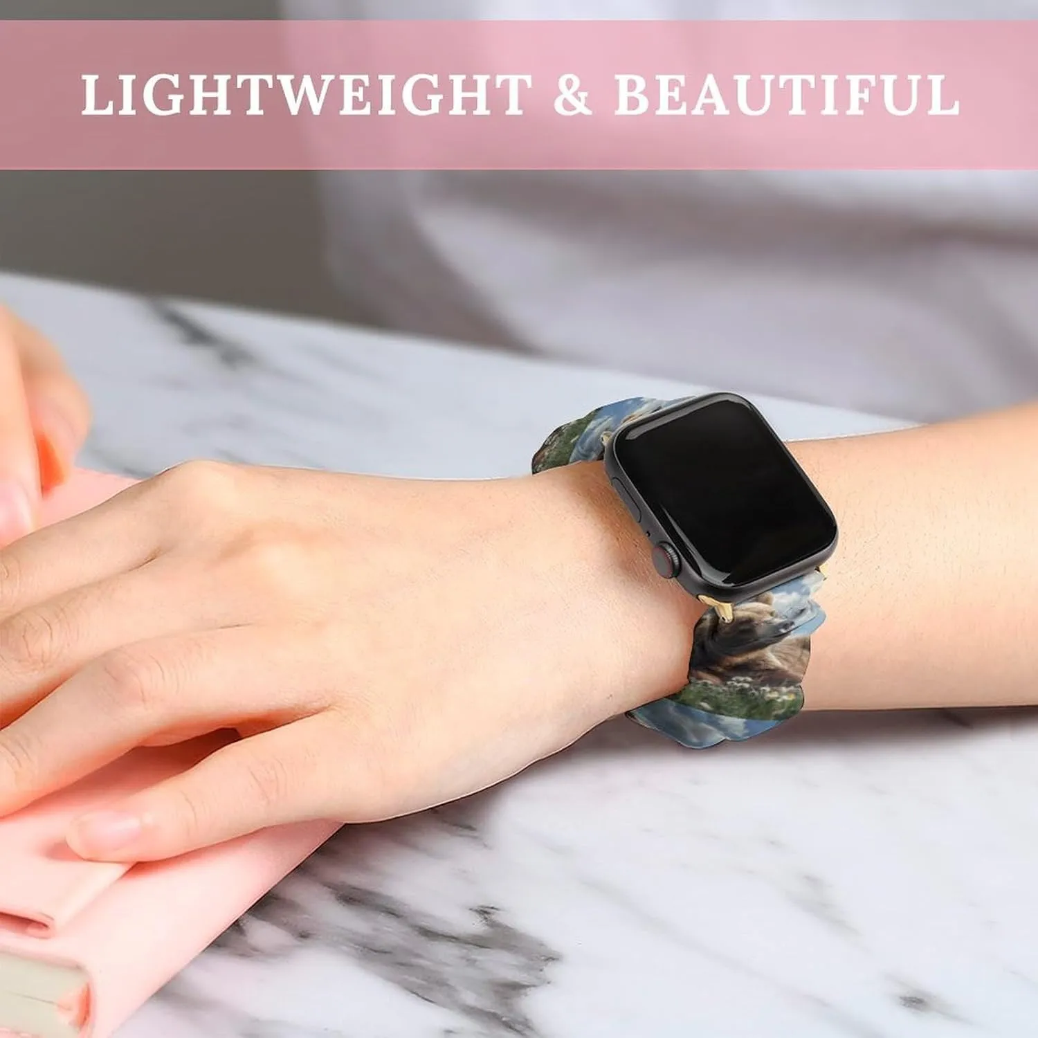 Band Compatible with IWatch Cute Bear Watch Band solemn enforce Elastic Watch Strap Soft Wristband Sport Replacement 