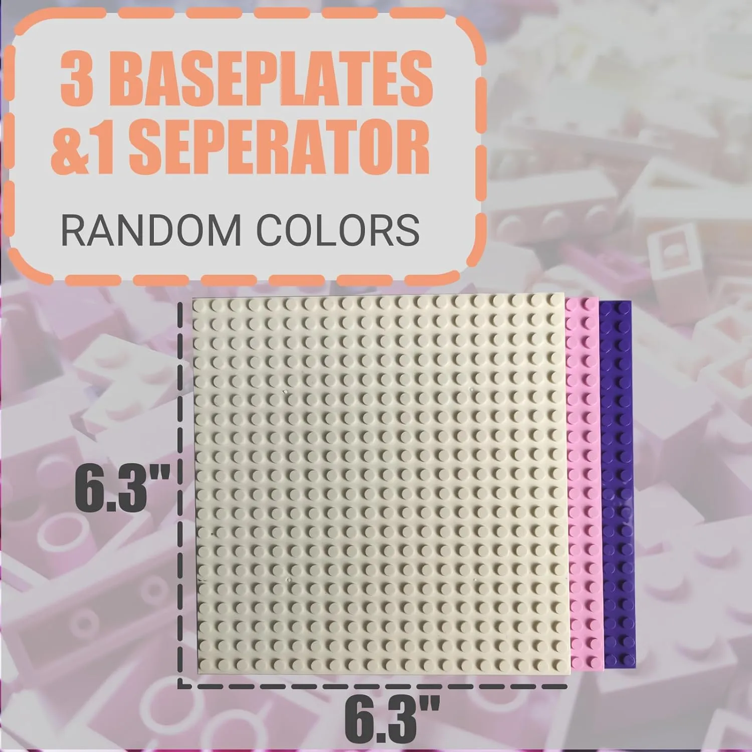 Base Plates, Compatible with All Major Brands, Toys for Ages 4-6-7-8-13 Girls 1000 Pieces Classic Building Bricks, Classic Stackable Base Plates, 3 6.3" x 6.3" White, hemlock mennonite Pink and Purple 