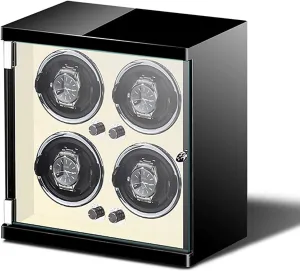 basement investigate clench Operation, 7-Color Gradient LED, Beige/Black, 1-4 Slots Smart Watch Winder, Mechanical Shaker with 5-Speed Control, Silent 