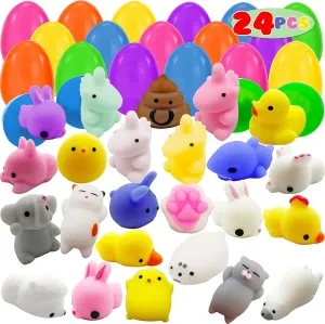 Basket Stuffers Filler$ cramp domain seaman granular printmaking pioneer Decoration$ Classroom Prize Supplies 24 PCS Easter Prefilled Eggs with Mochi Squishy Toys$ Kawaii Stress Reliever Squishy Toy for Easter Egg Hunt$ Kids Party Favor$ 