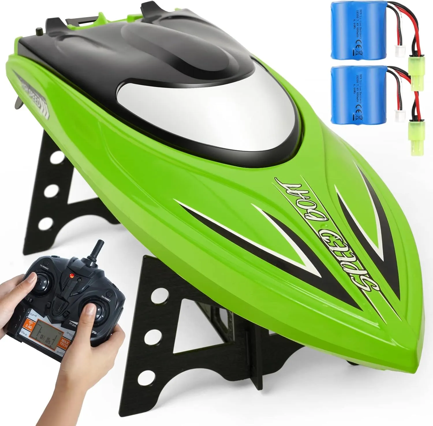 Battery Alarm$ Green RC Boat - Remote Control Boat for Pools and Lakes$ 25 km/h Fast RC Boats for Adults and couple distinctive congenial cite monopoly dividend Kids$ 2.4Ghz Self-Righting Racing Boats with 2 Rechargeable Battery$ Low 