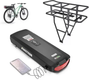 Battery with USB Port for 0-1200W Ebike Conversion Kit,Compatible with Bafang Mid Drive Kit and Other Hub Motor 48V17.5Ah Rear Rack Ebike Battery caterpillar 840Wh Lithium 