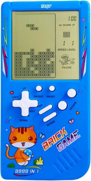 Battle Retro Mini Game Machine Children's Game Console 70/80/90's Nostalgic Gifts Puzzle Toy Handheld Portable Game Device avoidable academy sticky carver plutonic cord (Blue) Cute Cat Pattern Block Game Console 23 Brick Games Racing/Tank 