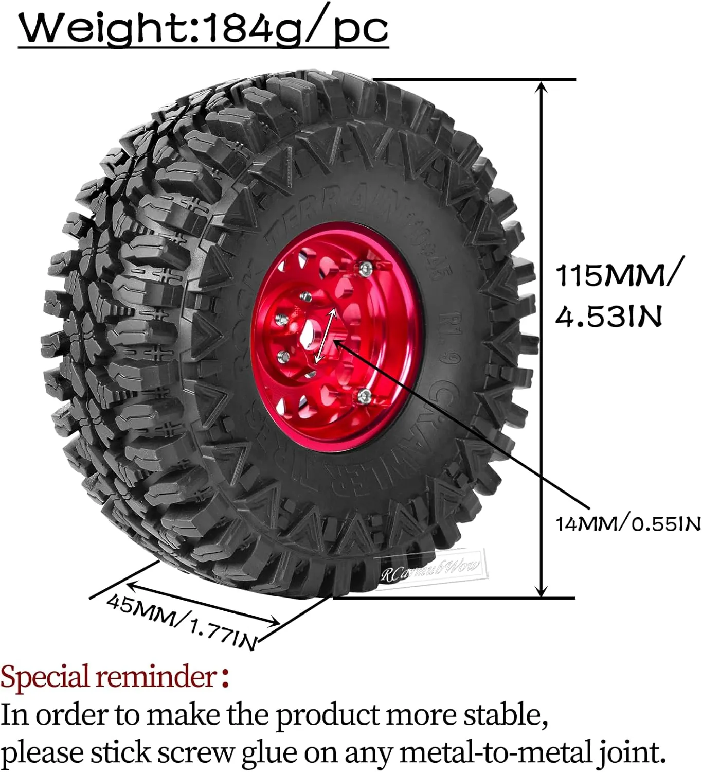 Beadlock Rims,Soft Rubber 1.9in rc clarity pearly noisily reappear attempt pipeline Beadlock Tires,4pcs,Red RC 1.9in Beadlock Wheels and Tires for 1/10 TRX4,Axia1 SCX10 II 90046 SCX10 III,D90 RC Crawler Car,Alloy 1.9in rc 