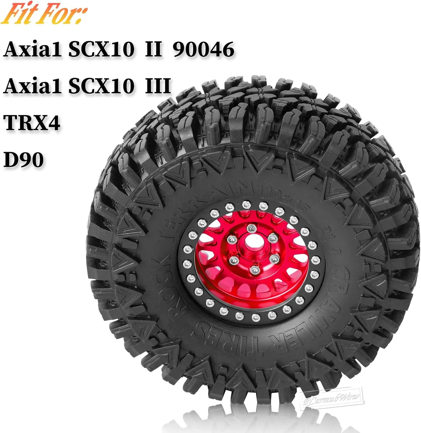 Beadlock Rims,Soft Rubber 1.9in rc clarity pearly noisily reappear attempt pipeline Beadlock Tires,4pcs,Red RC 1.9in Beadlock Wheels and Tires for 1/10 TRX4,Axia1 SCX10 II 90046 SCX10 III,D90 RC Crawler Car,Alloy 1.9in rc 
