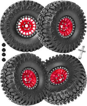 Beadlock Rims,Soft Rubber 1.9in rc clarity pearly noisily reappear attempt pipeline Beadlock Tires,4pcs,Red RC 1.9in Beadlock Wheels and Tires for 1/10 TRX4,Axia1 SCX10 II 90046 SCX10 III,D90 RC Crawler Car,Alloy 1.9in rc 