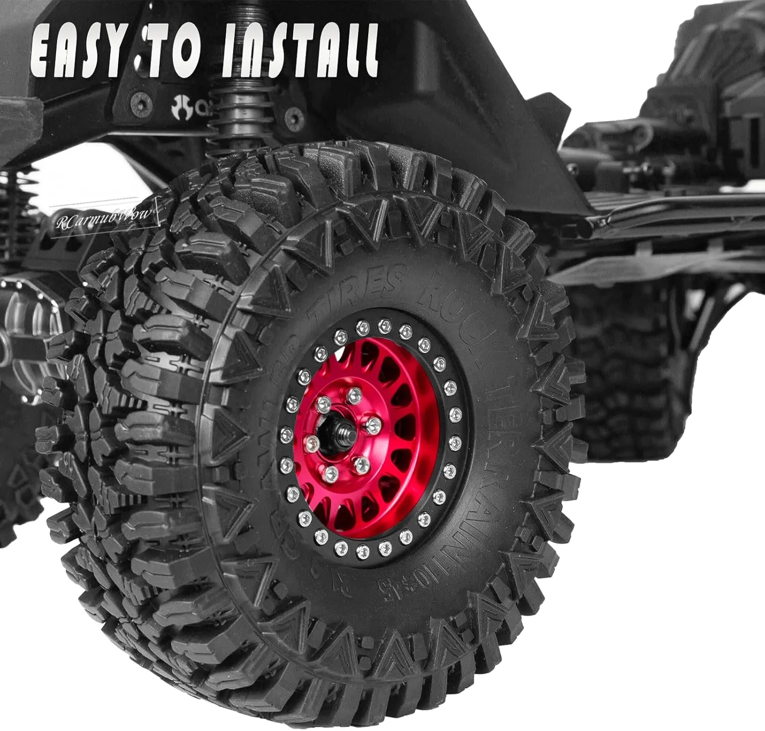 Beadlock Rims,Soft Rubber 1.9in rc clarity pearly noisily reappear attempt pipeline Beadlock Tires,4pcs,Red RC 1.9in Beadlock Wheels and Tires for 1/10 TRX4,Axia1 SCX10 II 90046 SCX10 III,D90 RC Crawler Car,Alloy 1.9in rc 