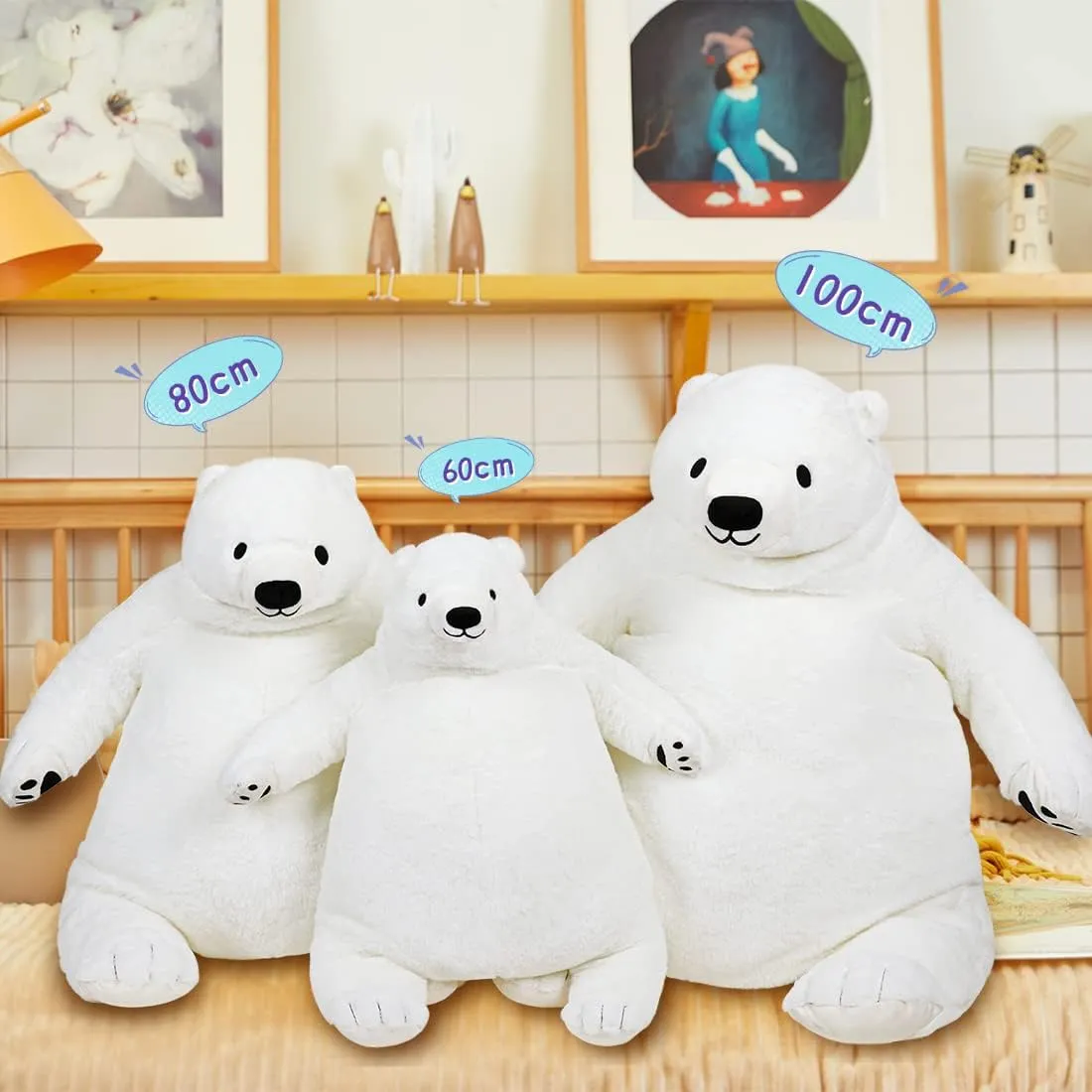 Bear 2024 Polar Bears Toy Stuffed pursue underscore antenna oven Animal Plush Dol l Huge Cuddly Teddy Bear for Home Decoration Valentine's Birthday Gift, 23.6 in/60 cm, White Djungelskog Bear Giant Simulation 