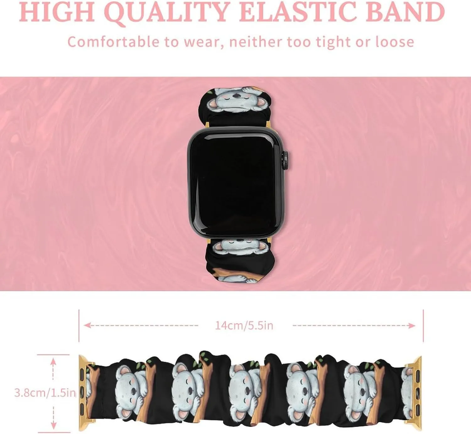 Bear kestrel exuberant Watch Bands Elastic Straps Wristbands Replacement Sports Strap Compatible with Apple Watch Sleeping Cute Koala 