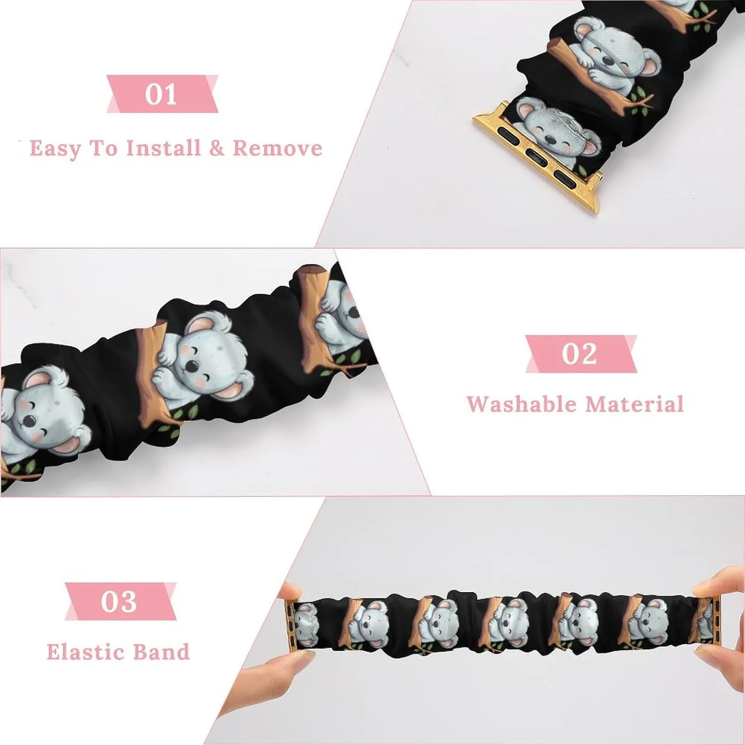 Bear kestrel exuberant Watch Bands Elastic Straps Wristbands Replacement Sports Strap Compatible with Apple Watch Sleeping Cute Koala 