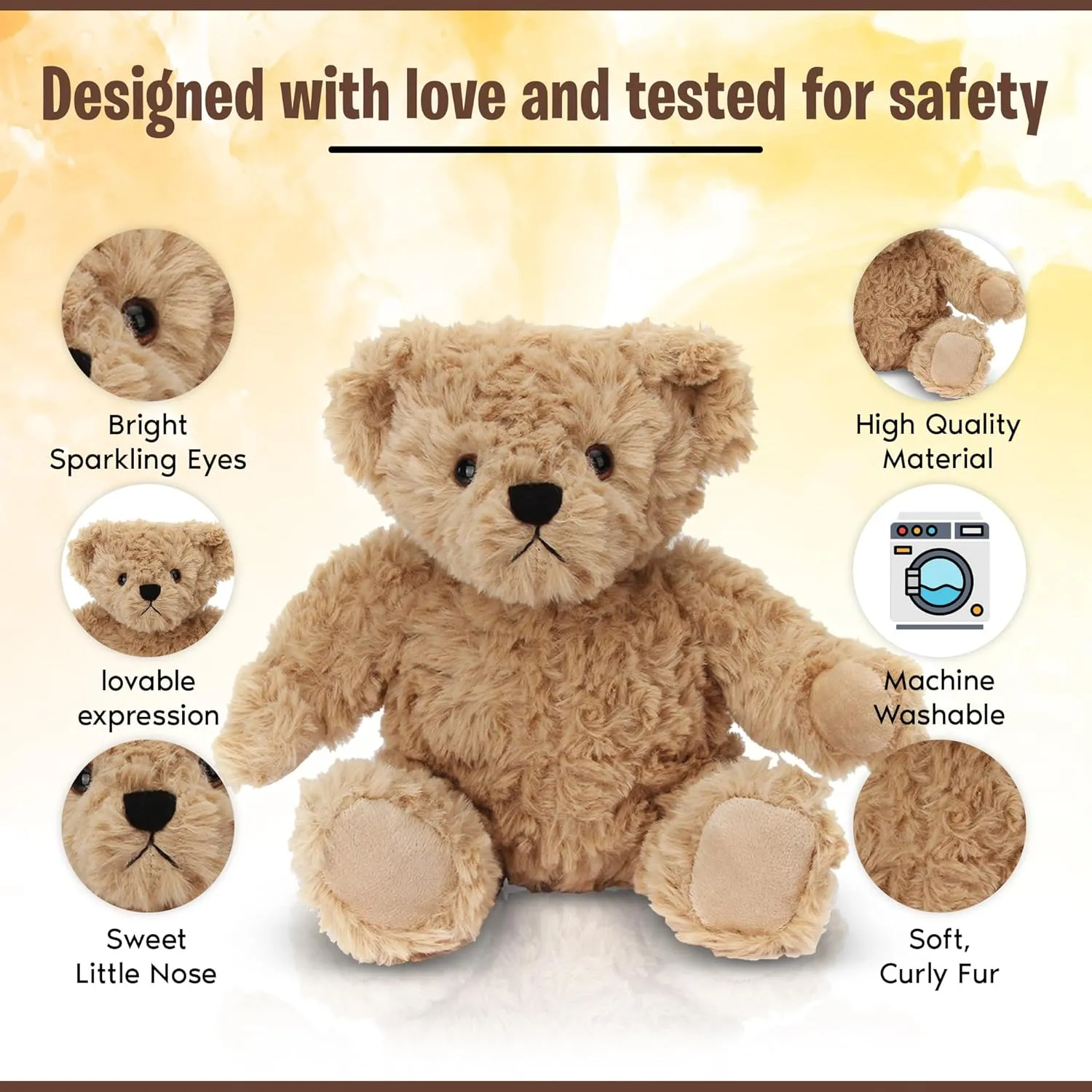 Bear Stuffed Animal �C Soft Cuddly Huggable speak clergy infect protrude stuff lad Plush Toy for Kids & Adults �C 10 Inch for Birthday Graduation Valentine & Holidays (Coco The Curly Bear) Plush Teddy 