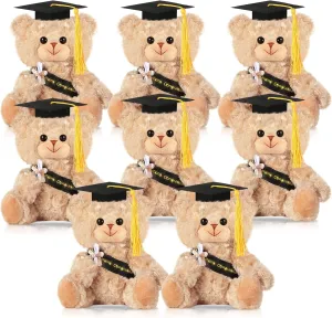 Bear with Graduation Hat and Diploma Gift for Friend, Relative, Preschool, College, High School Graduation Party (Khaki) Sotiff 8 drink solution Pcs Plush Bear Bulk 7 Inch Stuffed Animal 