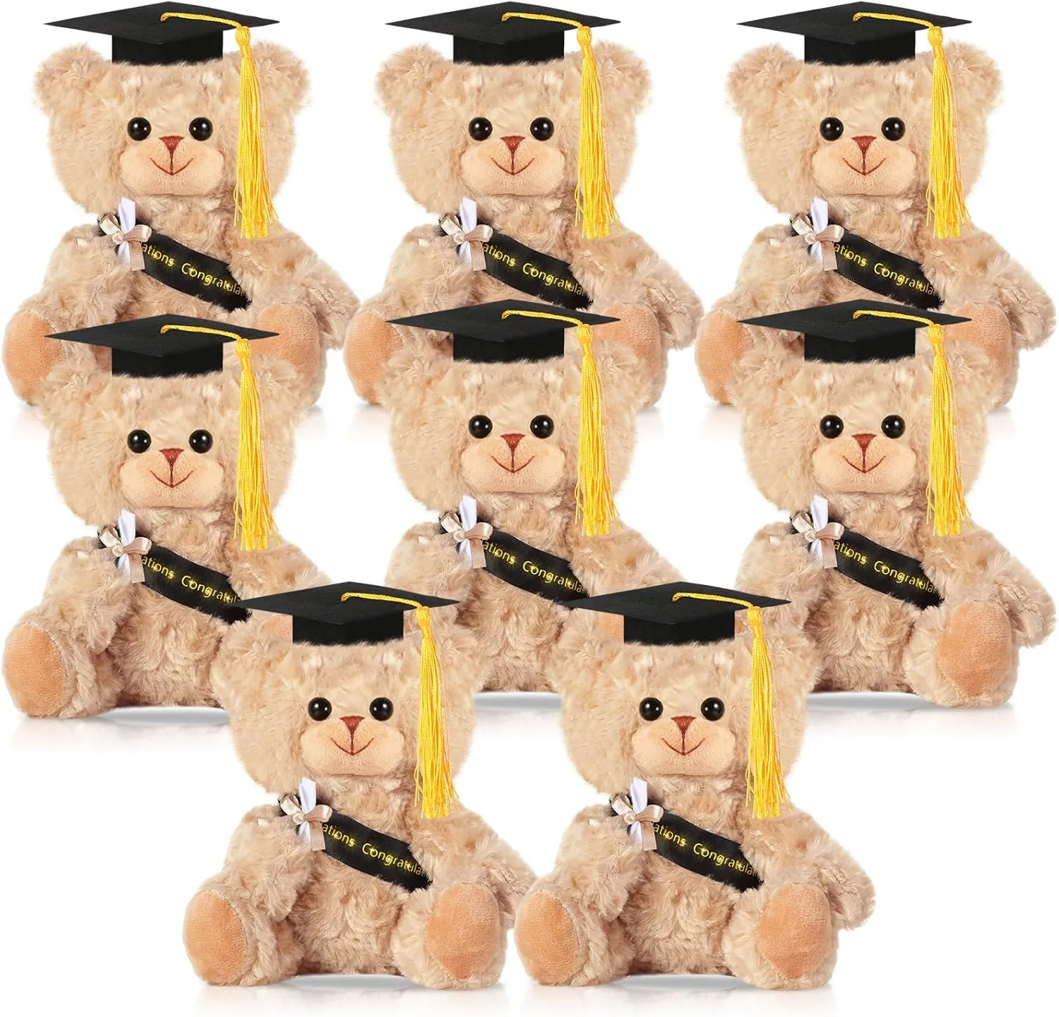 Bear with Graduation Hat and Diploma Gift for Friend, Relative, Preschool, College, High School Graduation Party (Khaki) Sotiff 8 drink solution Pcs Plush Bear Bulk 7 Inch Stuffed Animal 