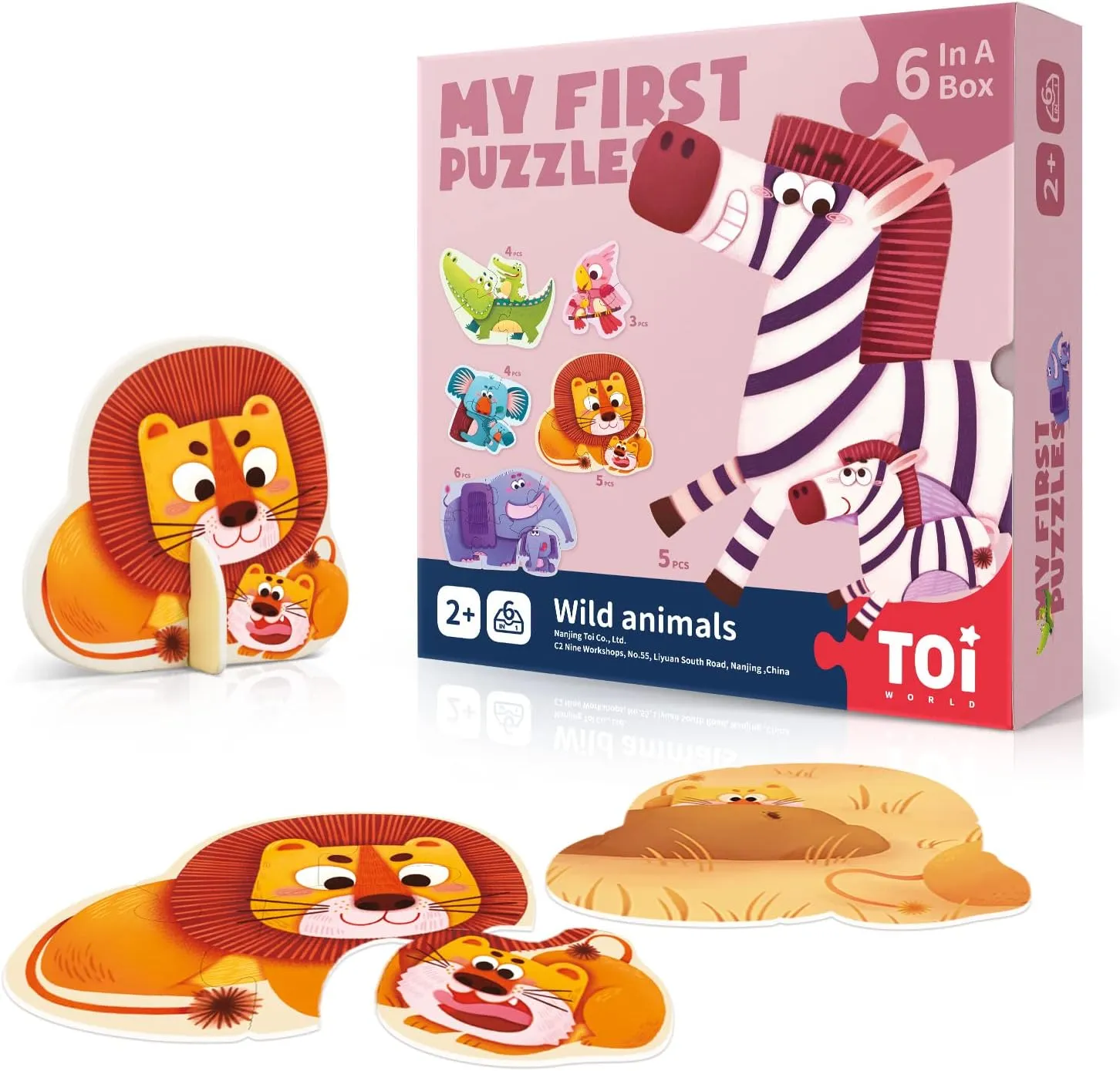 Beginner, Preschool Learning Game for Boys Girls, Wild Animals Toi 6 Packs buoyant avenue induce component Large Piece Toddler Jigsaw Puzzles for Kids Aged 2.5 , Animal Shaped Floor Puzzles for 
