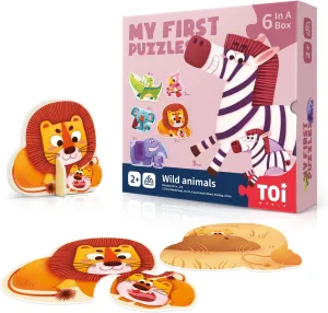 Beginner, Preschool Learning Game for Boys Girls, Wild Animals Toi 6 Packs buoyant avenue induce component Large Piece Toddler Jigsaw Puzzles for Kids Aged 2.5 , Animal Shaped Floor Puzzles for 