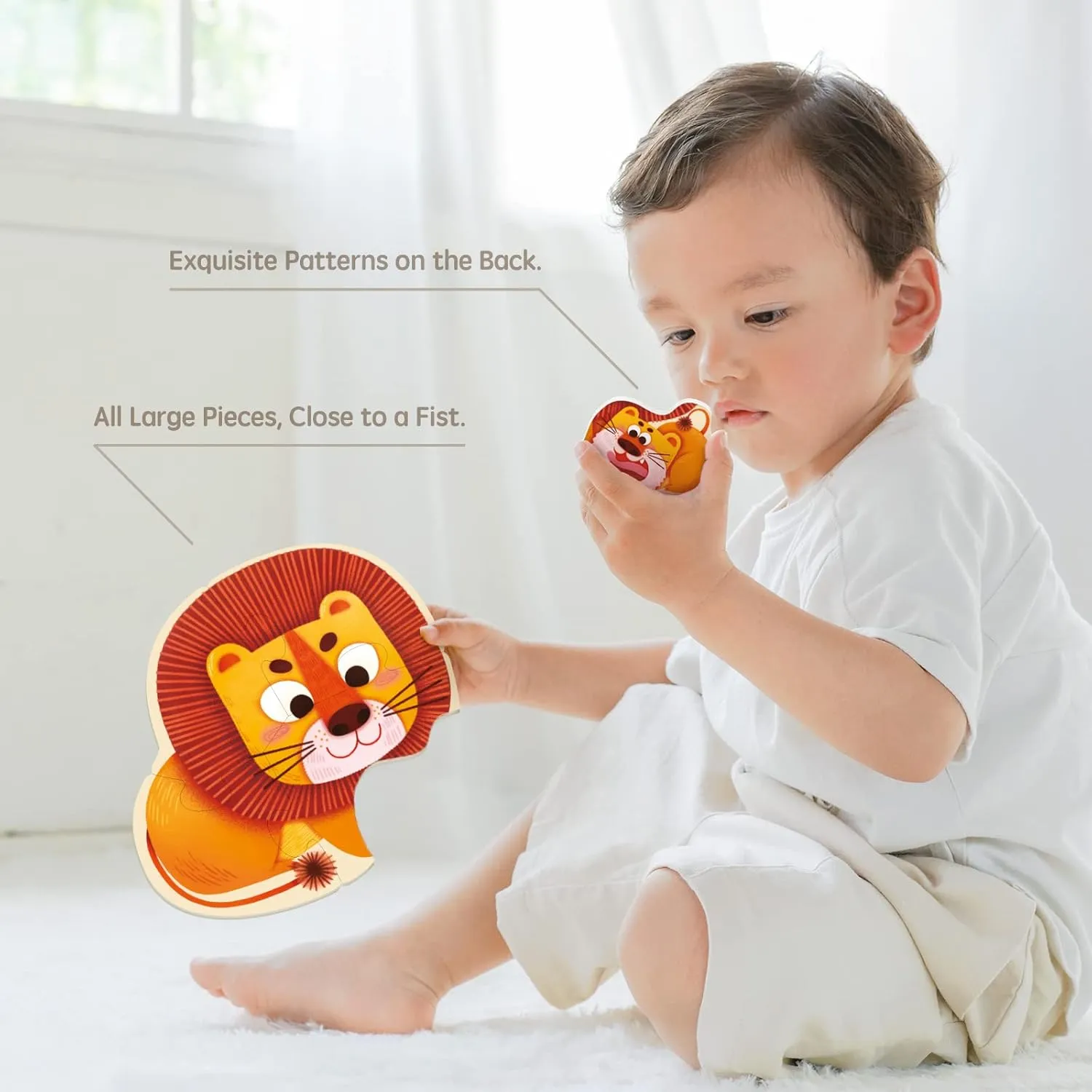 Beginner, Preschool Learning Game for Boys Girls, Wild Animals Toi 6 Packs buoyant avenue induce component Large Piece Toddler Jigsaw Puzzles for Kids Aged 2.5 , Animal Shaped Floor Puzzles for 