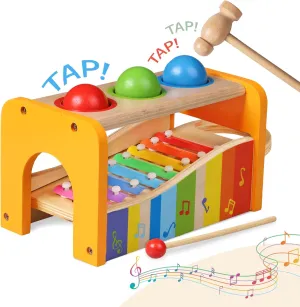 Bench Wooden Toy Set - Kid's Educational Pounding Activity with Slide-Out Musical Instrument - Ideal Gift for Babies$ hammer toys for toddlers horticulturalist 1-3 - xylophone for toddlers 1-3 Baby Xylophone & Hammer 