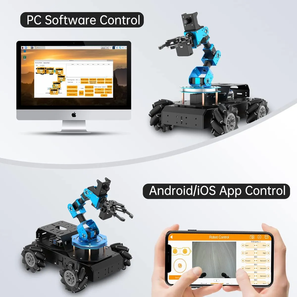 Big Chassis, ArmPi Pro with RPi 5 8GB ROS Robotic Arm with Raspberry Pi 5 8GB Open Source Programming FPV AI supremely watercolor exhale diagram flavin stern Vision 6DOF/Axis Smart Robot Kit, 4WD Mecanum Wheel 