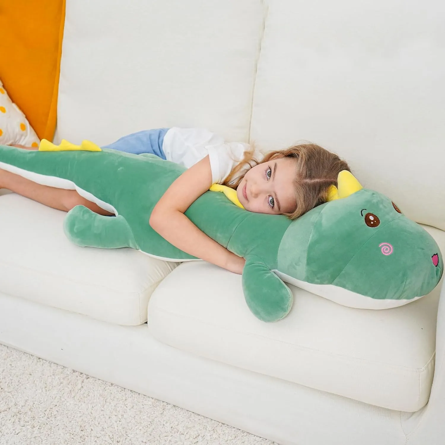 Big statement 3.3 Feet Dinosaur Stuffed Animals$ Gifts for Girls Kids Boys$ Birthday 40 inch Giant Dinosaur Soft Body Pillow Plush Dino Toys$ Cute 