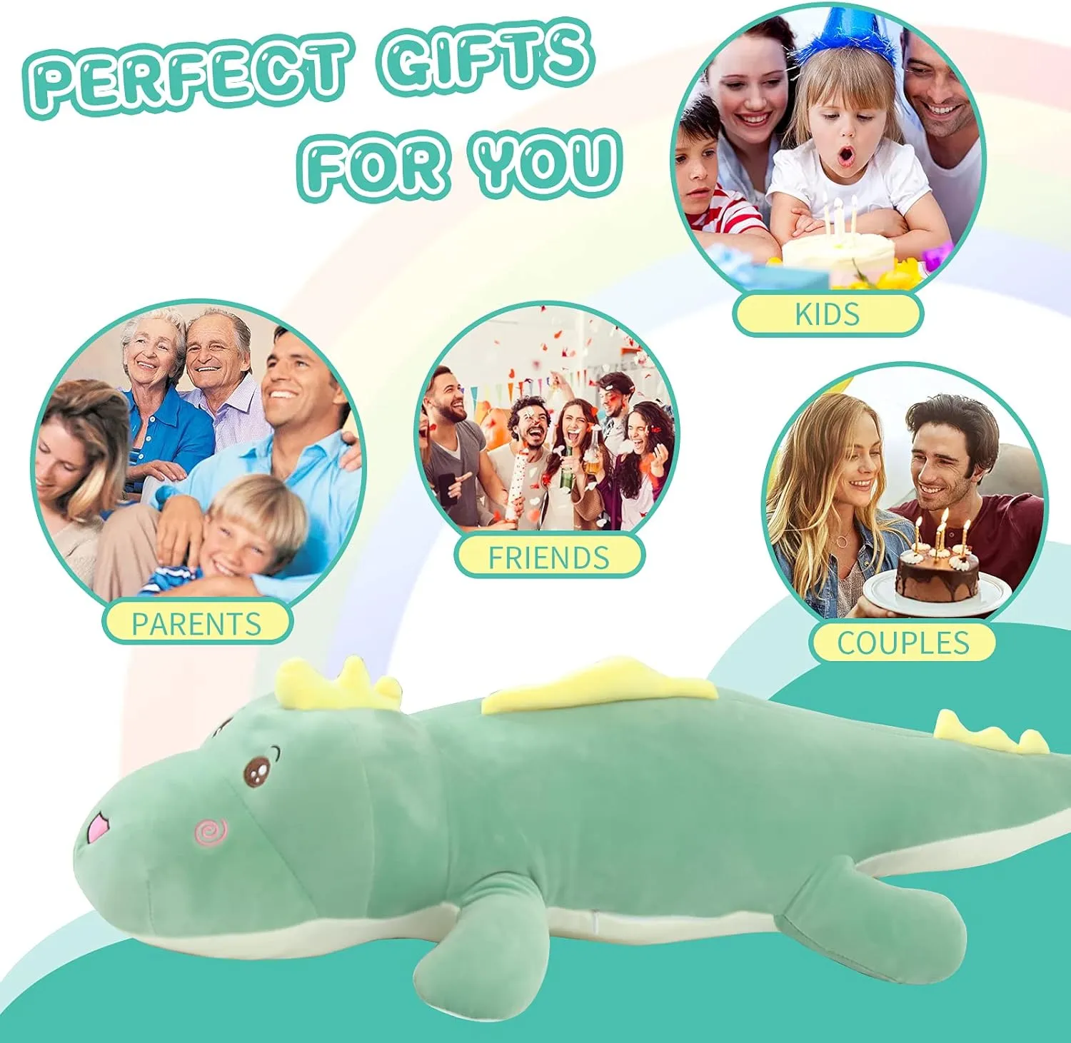 Big statement 3.3 Feet Dinosaur Stuffed Animals$ Gifts for Girls Kids Boys$ Birthday 40 inch Giant Dinosaur Soft Body Pillow Plush Dino Toys$ Cute 