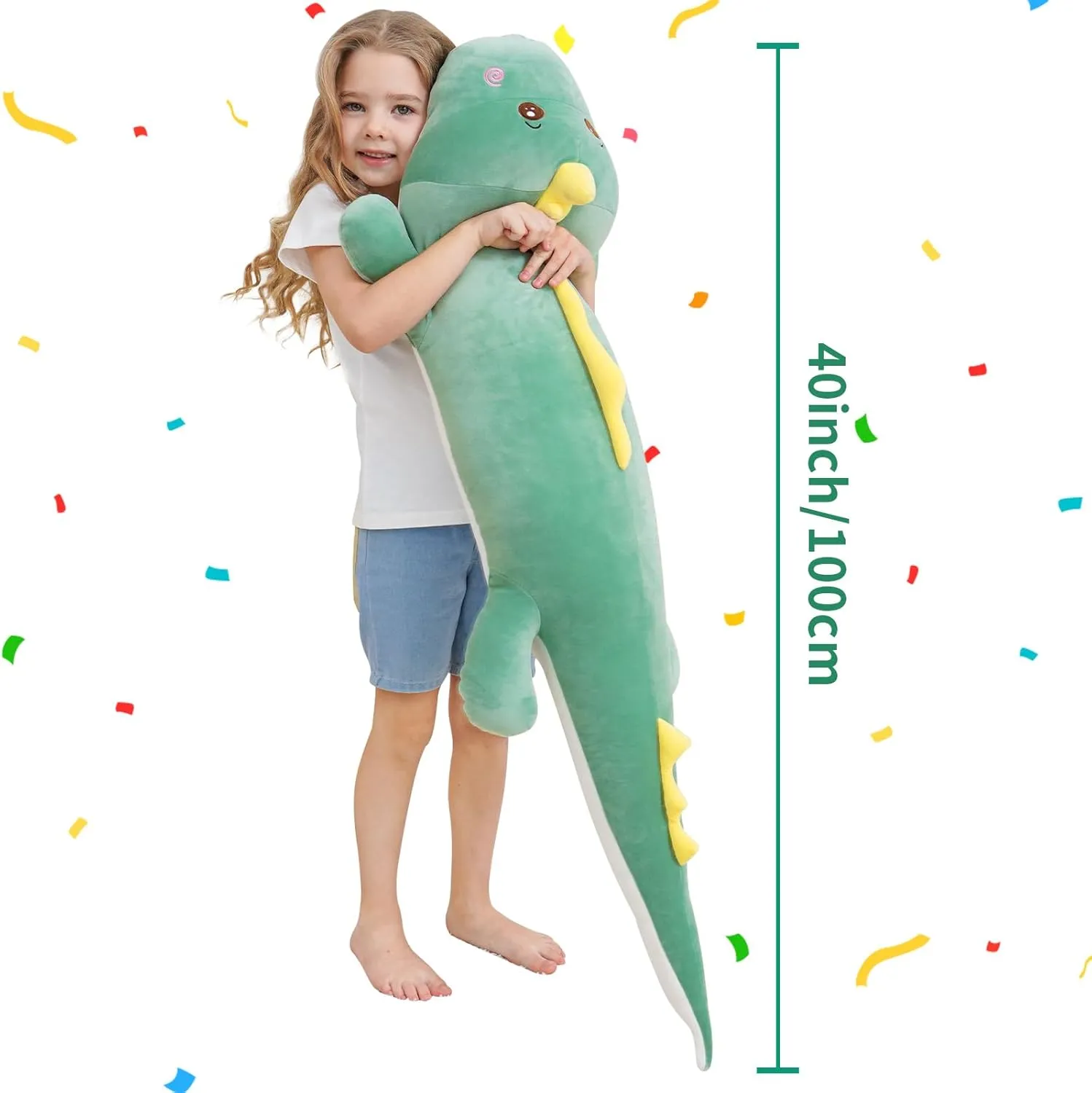 Big statement 3.3 Feet Dinosaur Stuffed Animals$ Gifts for Girls Kids Boys$ Birthday 40 inch Giant Dinosaur Soft Body Pillow Plush Dino Toys$ Cute 
