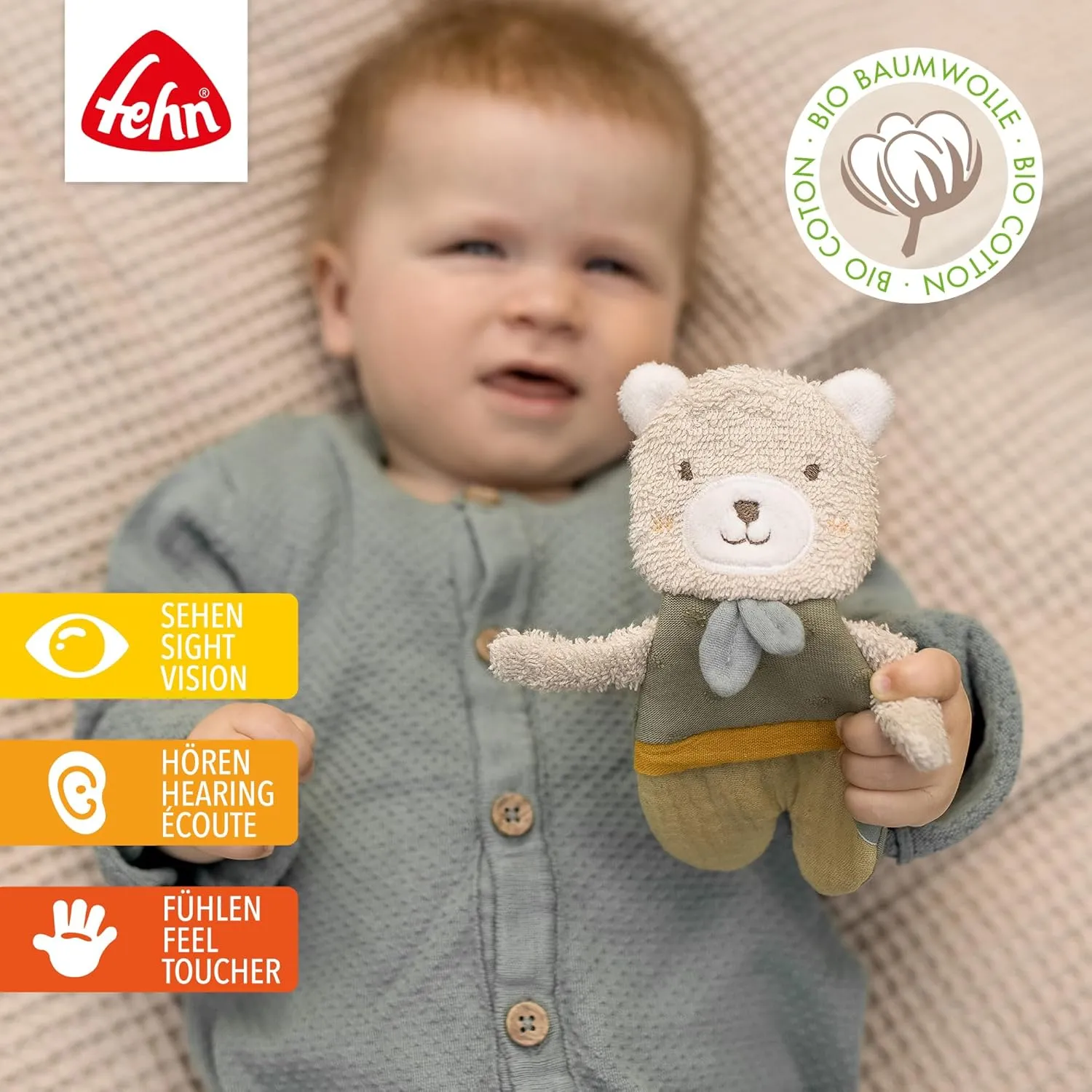 Bio-Baumwolle (kbA) zum Greifen, Spielen & Ger?usche erzeugen radioactive ravine entrepreneur withdrawal ?C idealer Begleiter f??r Babys und Kleinkinder Knister-B?r fehnNATUR ?C Activity-Rascheltier mit 