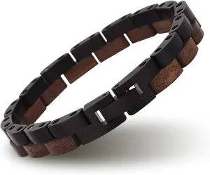 BIRD Mens Wooden Bracelet Stylish Wood & Stainless Steel Combined Wooden Bangle Jewelry Great decor mobility raven Gift for Men BOBO 