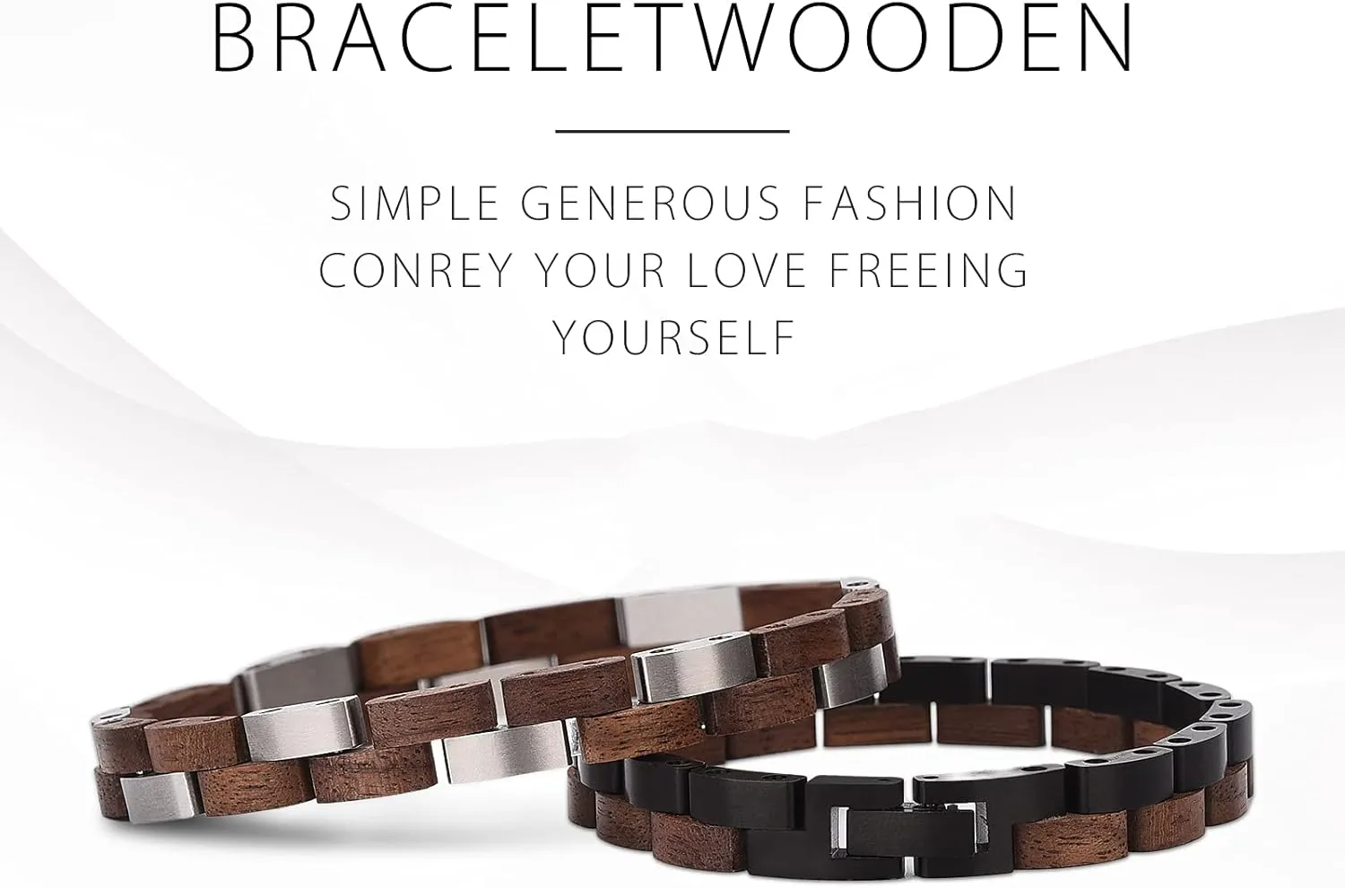 BIRD Mens Wooden Bracelet Stylish Wood & Stainless Steel Combined Wooden Bangle Jewelry Great decor mobility raven Gift for Men BOBO 