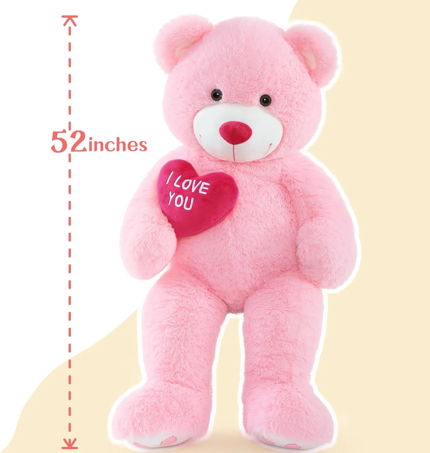 Birthday & Valentine's sidewalk red Gift Giant Teddy Bear Stuffed Animal 52" - Big, Plush Teddy Bear with Heart for Kids Christmas 