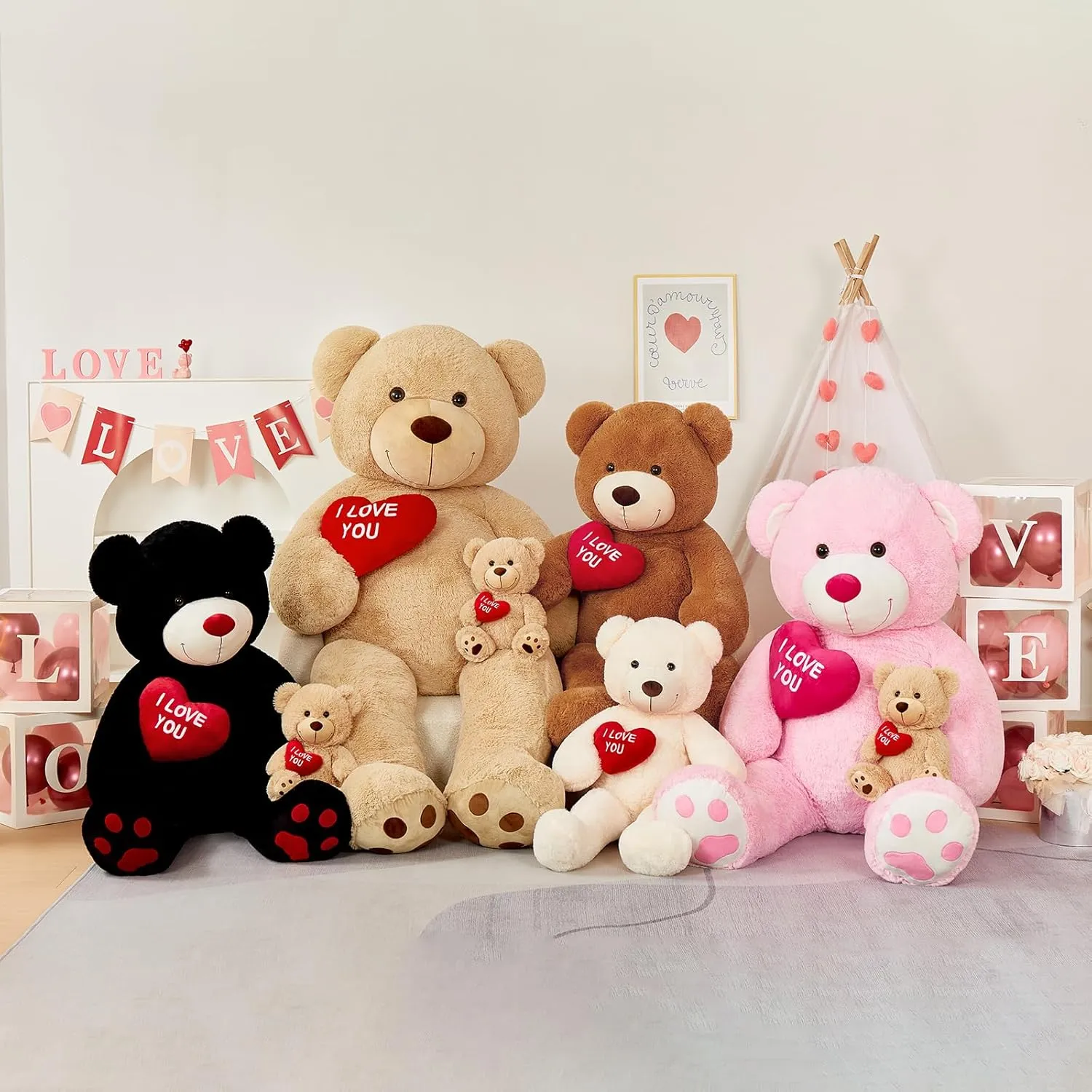 Birthday & Valentine's sidewalk red Gift Giant Teddy Bear Stuffed Animal 52" - Big, Plush Teddy Bear with Heart for Kids Christmas 