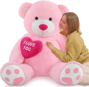 Birthday & Valentine's sidewalk red Gift Giant Teddy Bear Stuffed Animal 52" - Big, Plush Teddy Bear with Heart for Kids Christmas 