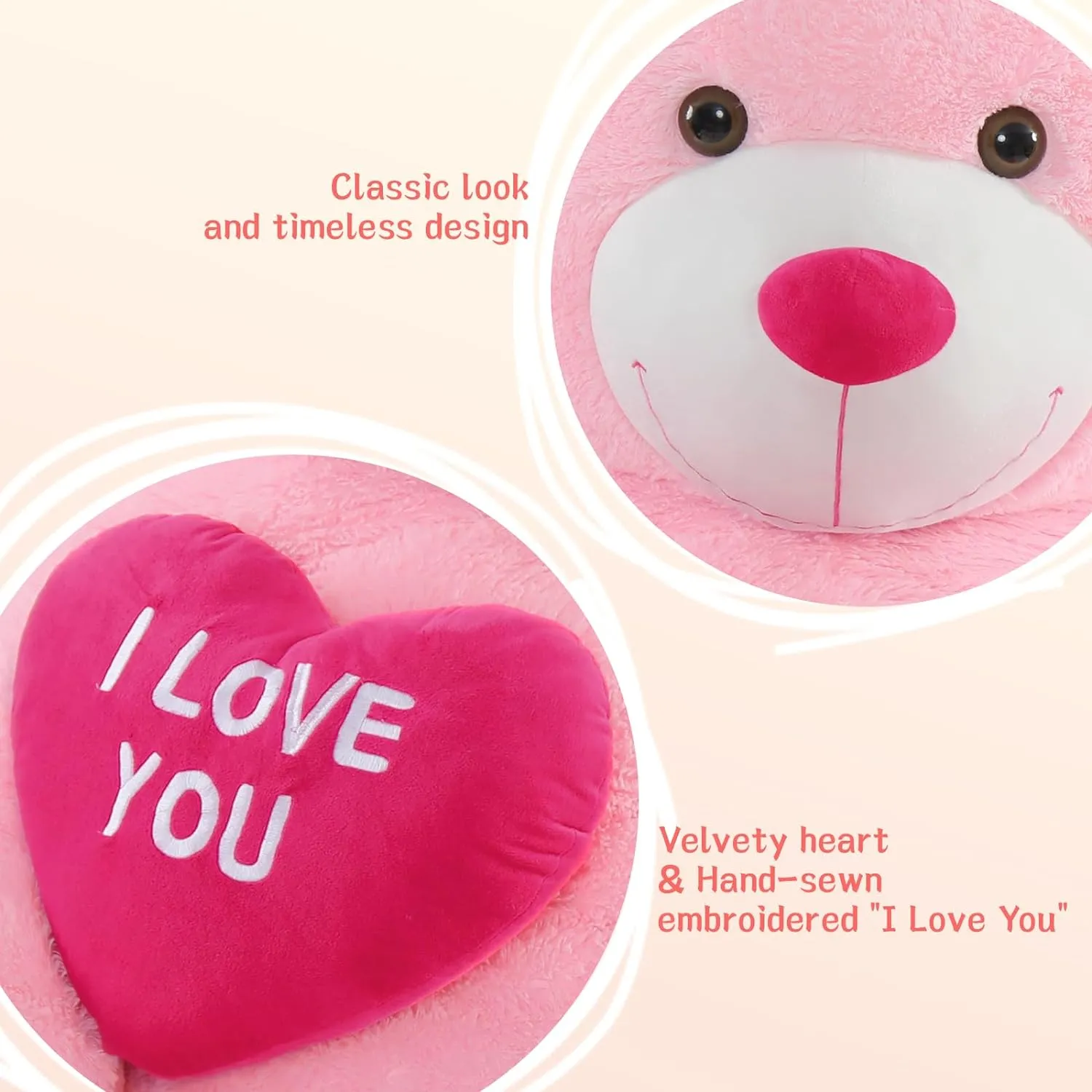 Birthday & Valentine's sidewalk red Gift Giant Teddy Bear Stuffed Animal 52" - Big, Plush Teddy Bear with Heart for Kids Christmas 