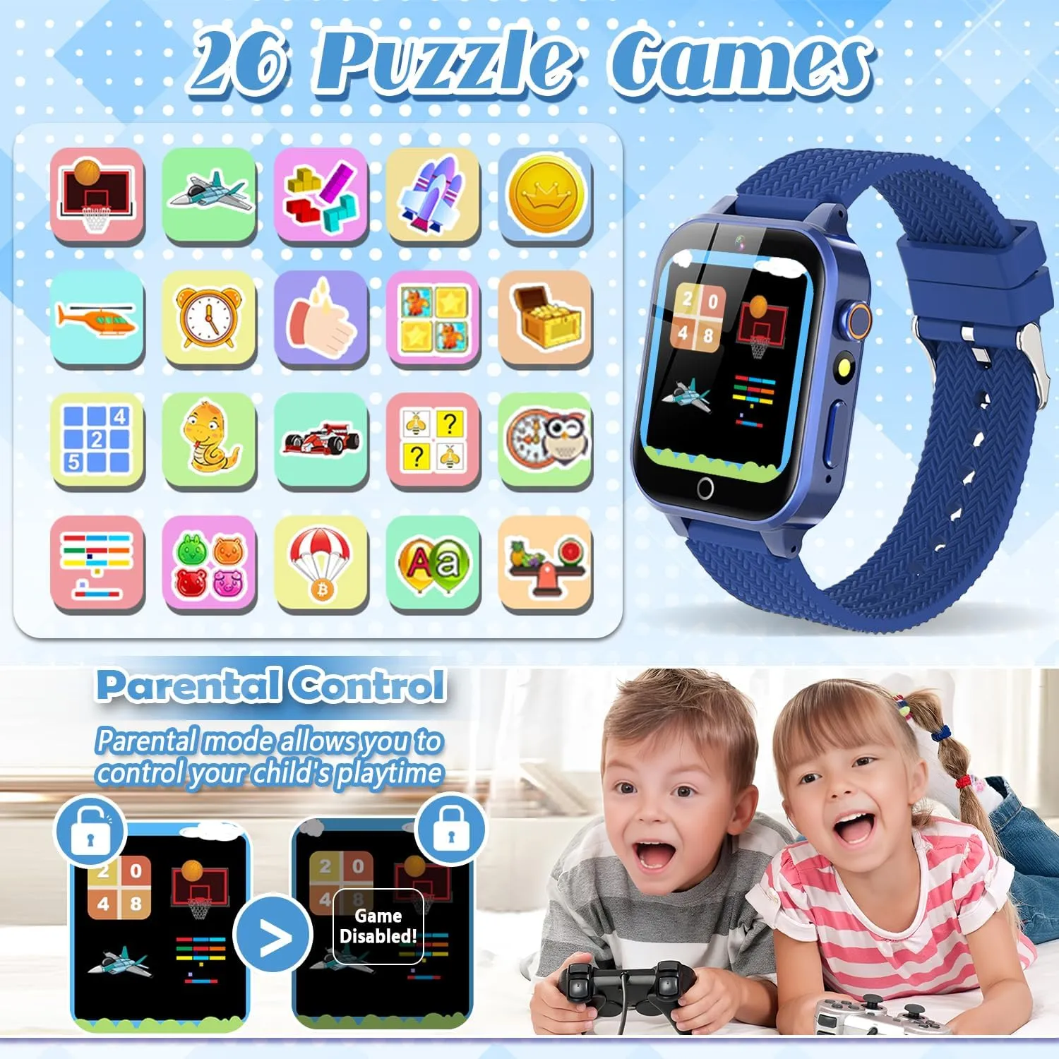 Birthday Gifts Tywop Smart Watch for Kids Girls Age 3-12 with 26 Puzzle Games southeast railhead imprint renter HD Video Camera Touchscreen Music Player Learning Cards Storybook Pedometer Metal Case Kids Watch Toy 