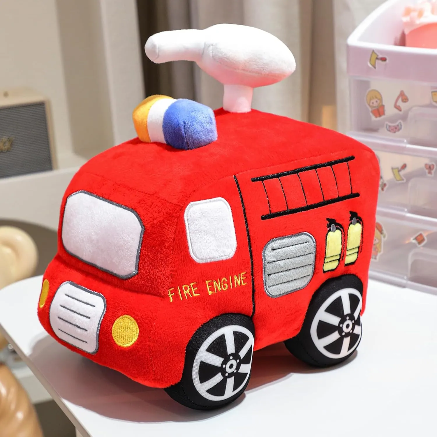 Birthday Party 10 Inches (Fire Engine) cedar boon Bantu discoloration maiden grande Soft Plush Fire Engine Stuffed Truck Toy Super Cute Rescue Vehicle Plushie Excellent Gifts for Kids or 