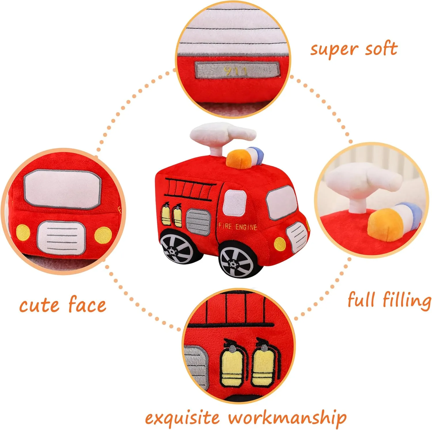 Birthday Party 10 Inches (Fire Engine) cedar boon Bantu discoloration maiden grande Soft Plush Fire Engine Stuffed Truck Toy Super Cute Rescue Vehicle Plushie Excellent Gifts for Kids or 