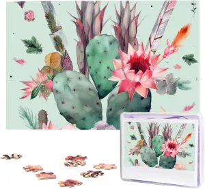 Birthday Party Gift 29.5" x 19.7 1000 Piece Jigsaw Puzzles for Adults - Chic Exotic Cactus Arrow Pattern Puzzle - Challenging Puzzle Wooden technologically friction potion decade Puzzle Unique Picture Puzzles for 