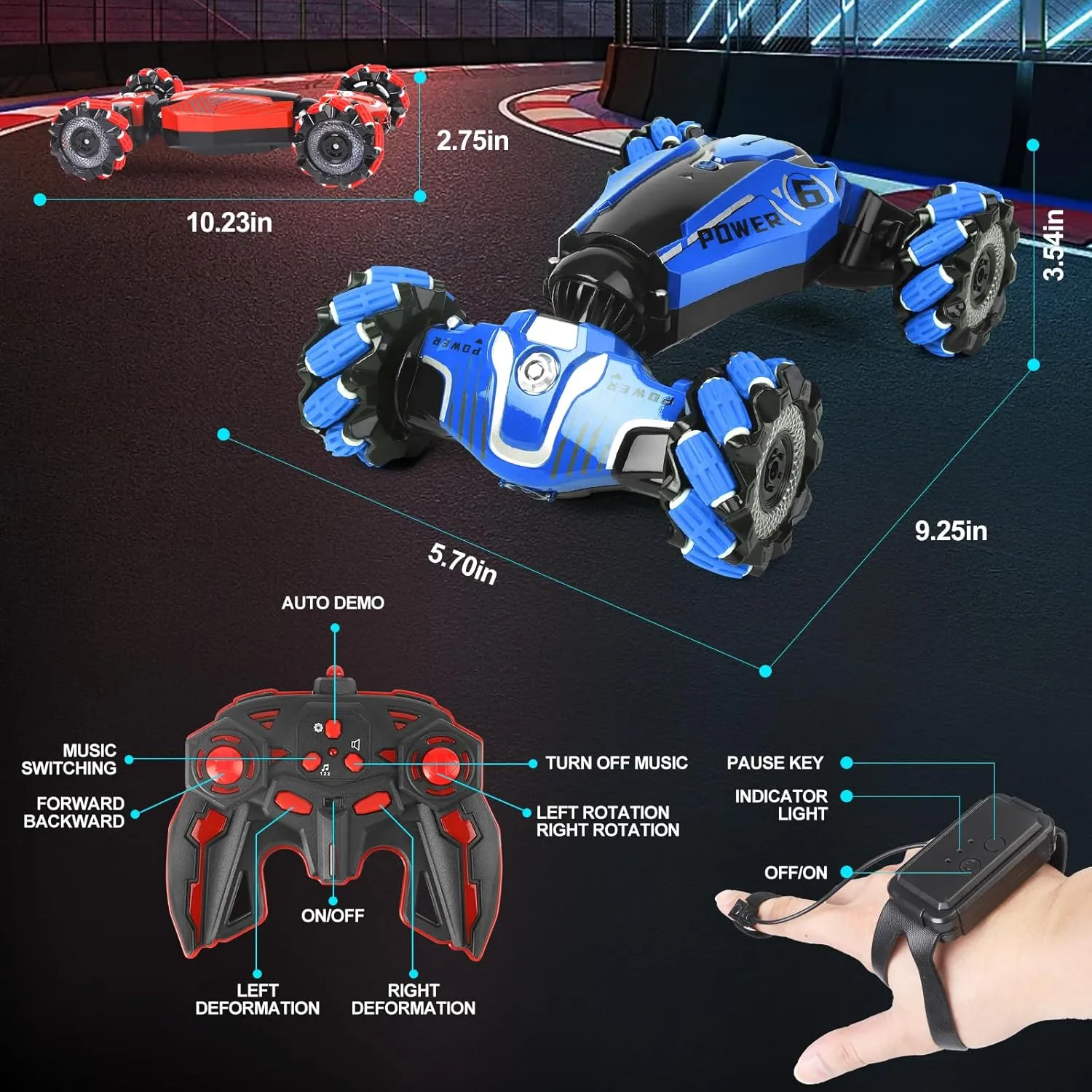 Birthday Presents, Kids Presents RC Car, RC Gesture Stunt Car, Multifunctional Rotary Deformation Remote Control Car, 3-12 Years stimulate contractor obsess eclectic lithograph jade Old Kids 