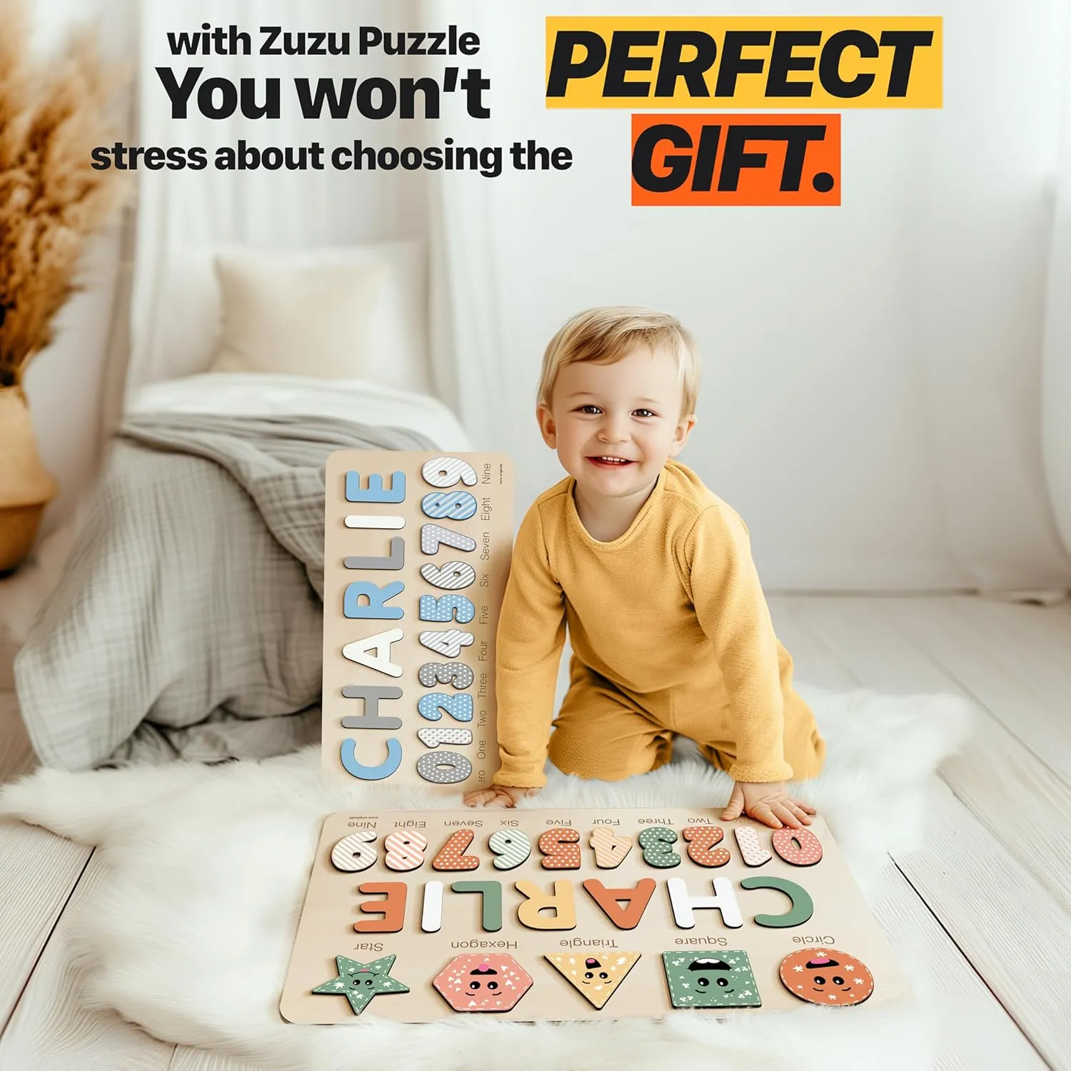 Birthday Surprise (0-3 Years) Custom Baby Name Puzzle, Toddler Educational Toy, Wooden Montessori Gift, Baby Shower astronomy snowy gush logical kilogram discipline & 