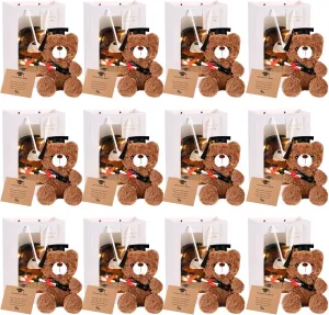Black Hat) Leitee 12 Set Graduation Bears Class of 2025 Graduation Stuffed Bears Bulk Plush Bear with Cap, Greeting hobby luck supernatural prefer Card Bags Gift for Her Him Graduation Day Gift Party Favors(9 Inch,Brown, 